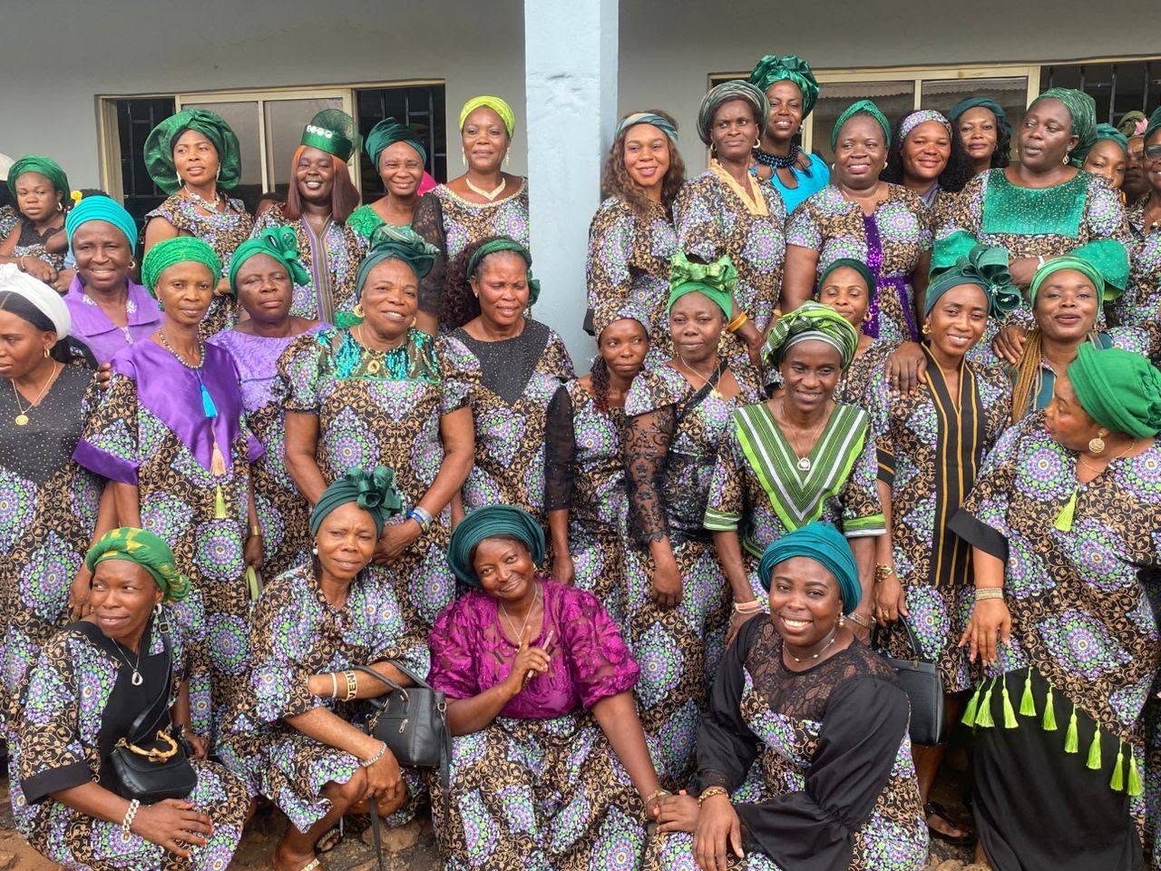 Women's fellowship members in matching attire